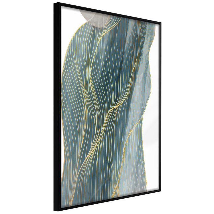 Wall Poster Turquoise Wave - elegant abstraction in bottle green color 137230 additionalImage 16