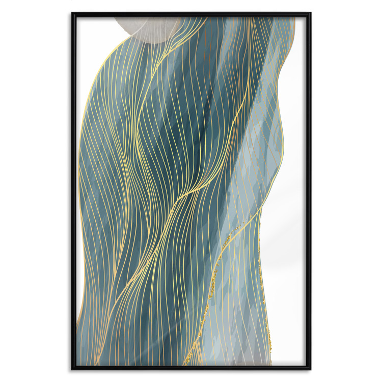 Wall Poster Turquoise Wave - elegant abstraction in bottle green color 137230 additionalImage 6