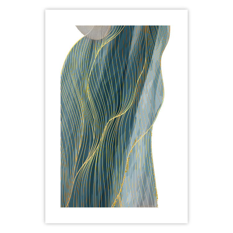 Wall Poster Turquoise Wave - elegant abstraction in bottle green color 137230 additionalImage 9
