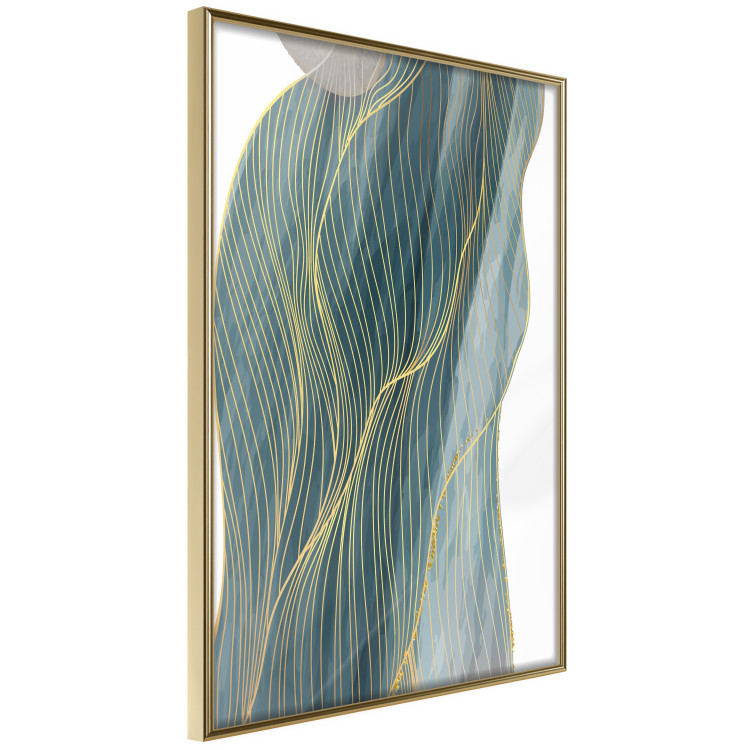 Wall Poster Turquoise Wave - elegant abstraction in bottle green color 137230 additionalImage 22