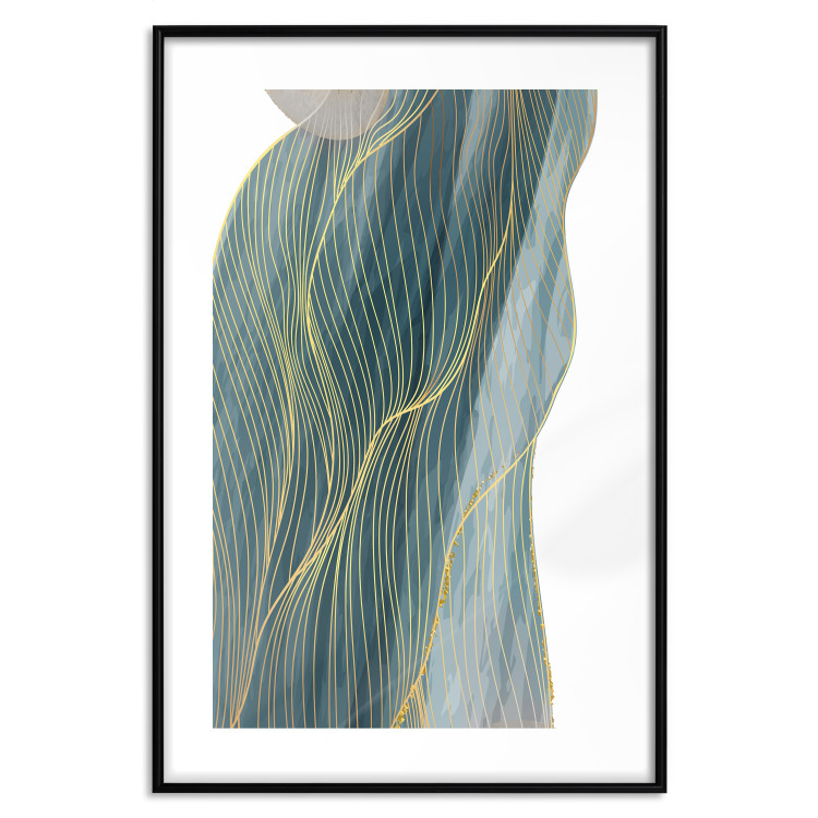 Wall Poster Turquoise Wave - elegant abstraction in bottle green color 137230 additionalImage 4
