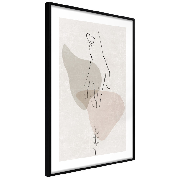 Wall Poster Gentle Touch - minimalist abstraction with a hand against beige background 137530 additionalImage 6