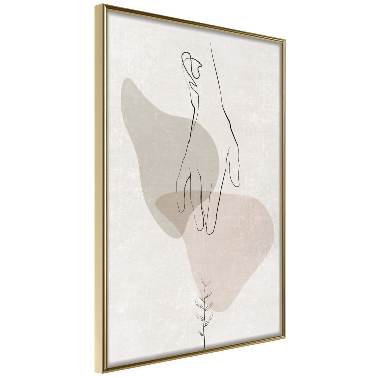 Wall Poster Gentle Touch - minimalist abstraction with a hand against beige background 137530 additionalImage 9