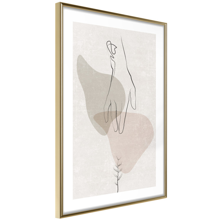 Wall Poster Gentle Touch - minimalist abstraction with a hand against beige background 137530 additionalImage 5
