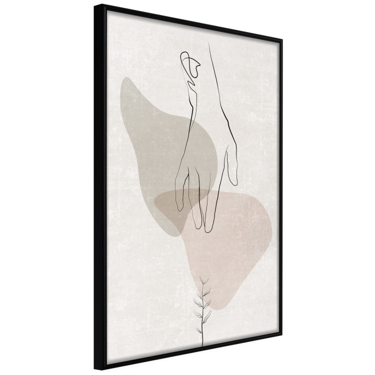Wall Poster Gentle Touch - minimalist abstraction with a hand against beige background 137530 additionalImage 10