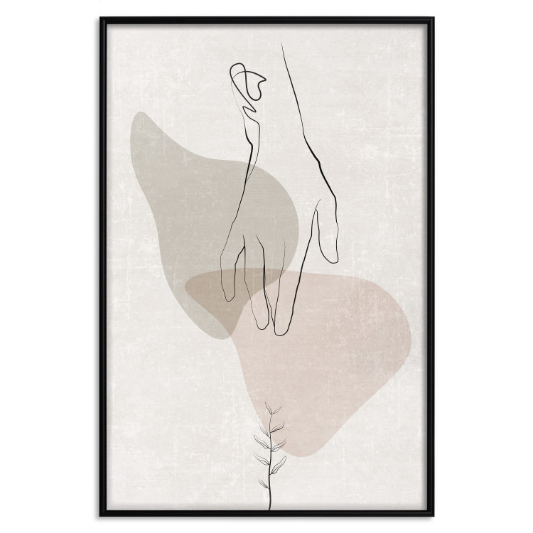 Wall Poster Gentle Touch - minimalist abstraction with a hand against beige background 137530 additionalImage 15