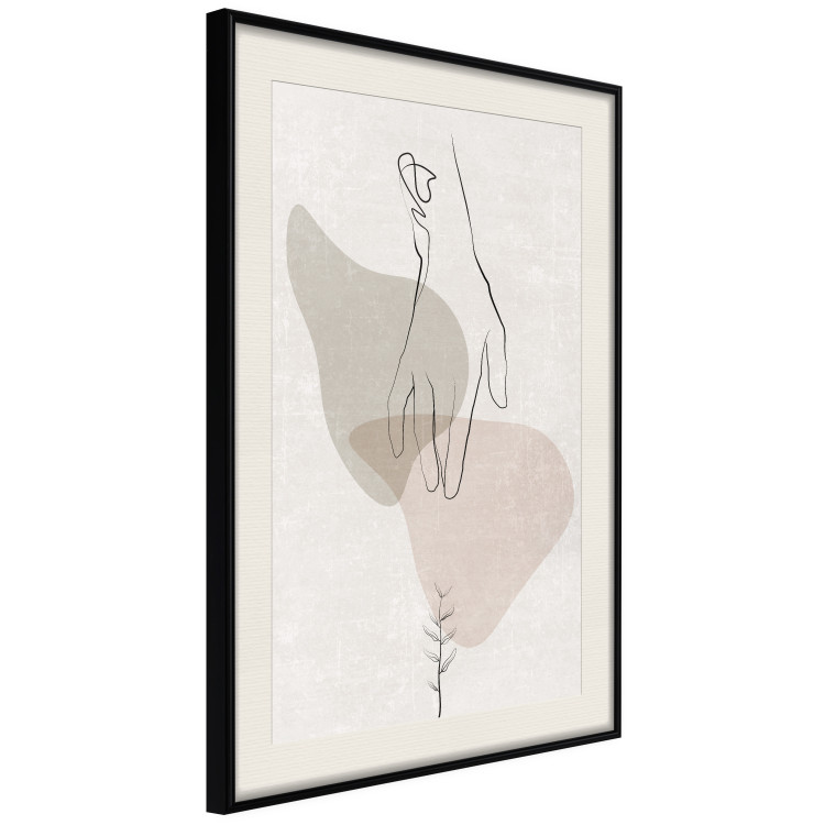 Wall Poster Gentle Touch - minimalist abstraction with a hand against beige background 137530 additionalImage 8