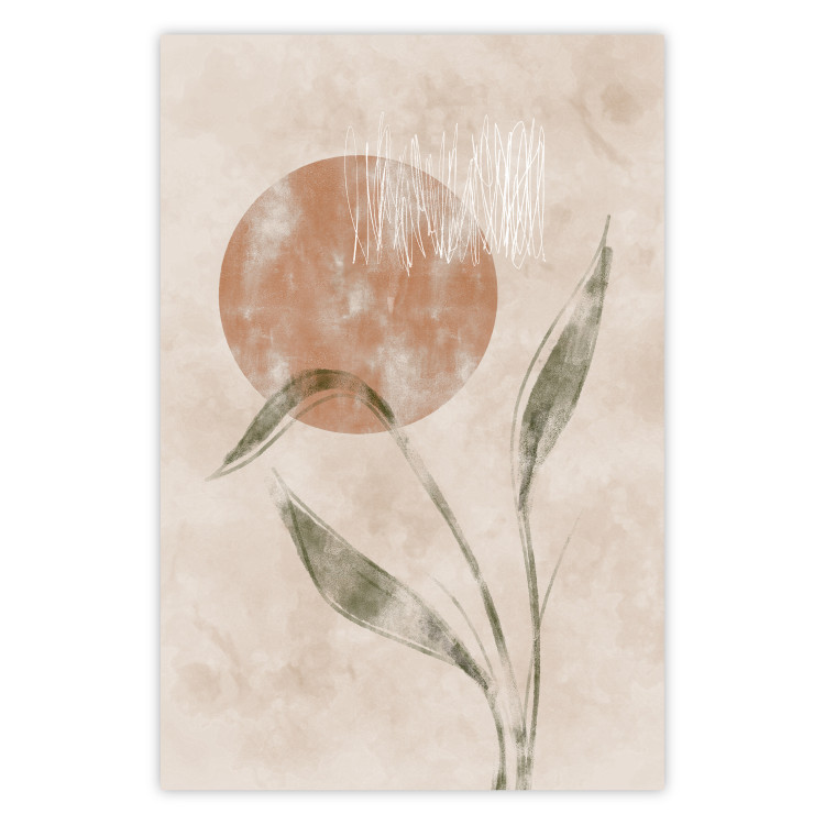 Poster Autumn Sunrise - autumnal plant composition on a beige background 138130