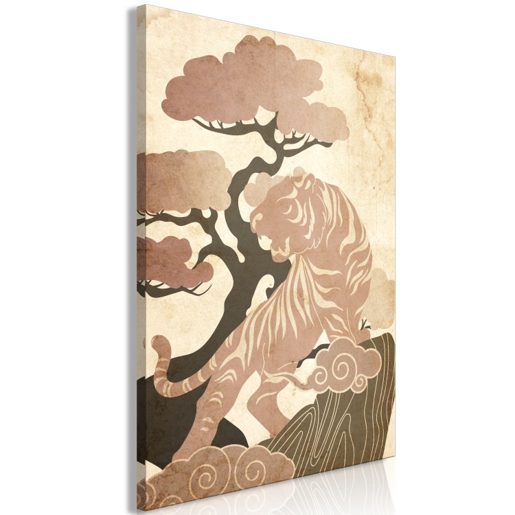 Canvas Asian King (1-piece) Vertical - wild cat among trees and clouds 142430 additionalImage 2