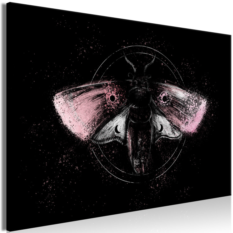 Canvas Art Print Night Moth (1-piece) Wide - second variant - pink wings 142530 additionalImage 2