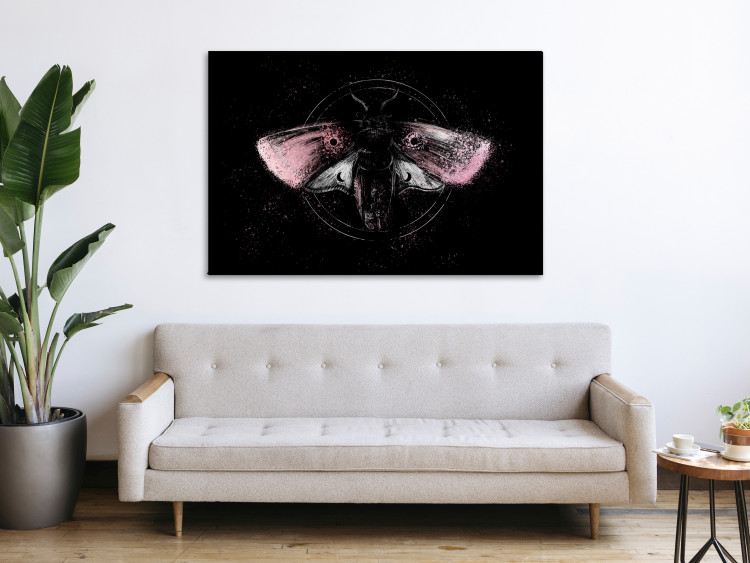 Canvas Art Print Night Moth (1-piece) Wide - second variant - pink wings 142530 additionalImage 3