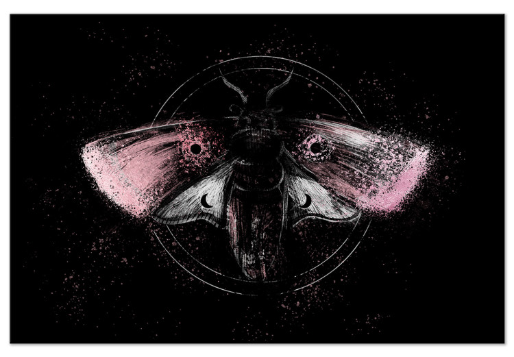 Canvas Art Print Night Moth (1-piece) Wide - second variant - pink wings 142530
