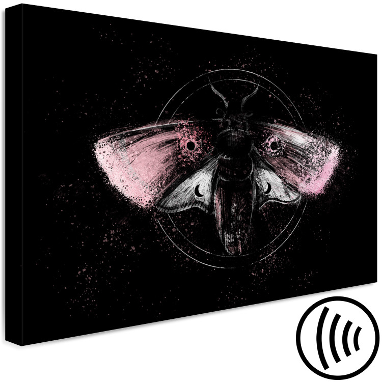 Canvas Art Print Night Moth (1-piece) Wide - second variant - pink wings 142530 additionalImage 6