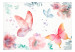 Wall Mural Garden - colourful composition of flowers and butterflies on a solid background in white 143430 additionalThumb 1