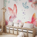 Wall Mural Garden - colourful composition of flowers and butterflies on a solid background in white 143430 additionalThumb 7