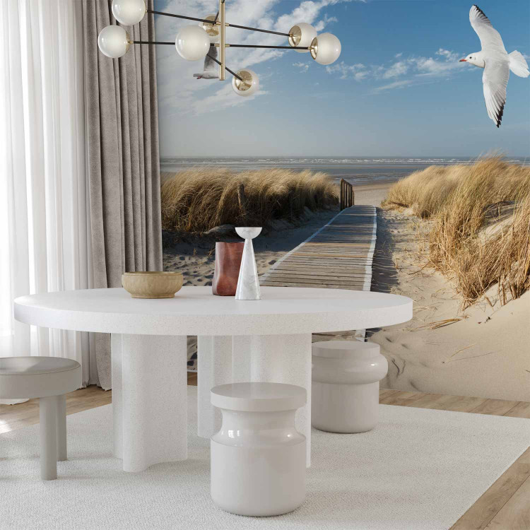 Wall Mural Summer landscape - landscape with birds on a background of calm sea and beach 143830 additionalImage 7