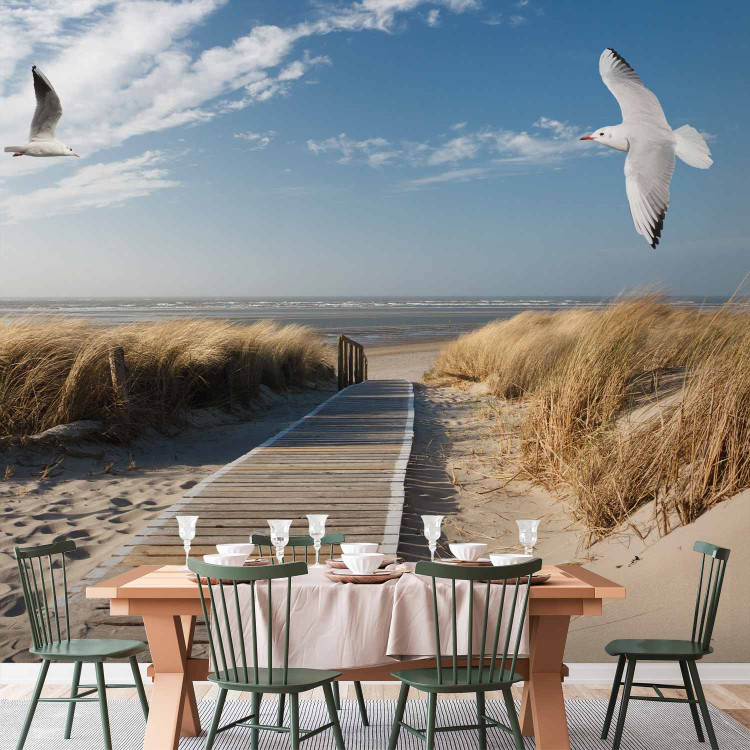 Wall Mural Summer landscape - landscape with birds on a background of calm sea and beach 143830 additionalImage 6