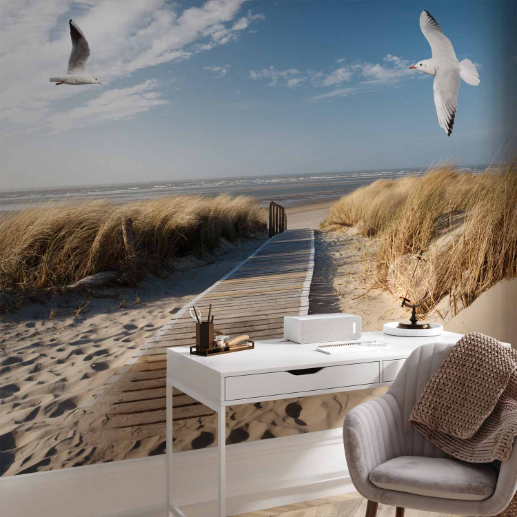 Wall Mural Summer landscape - landscape with birds on a background of calm sea and beach 143830 additionalImage 4