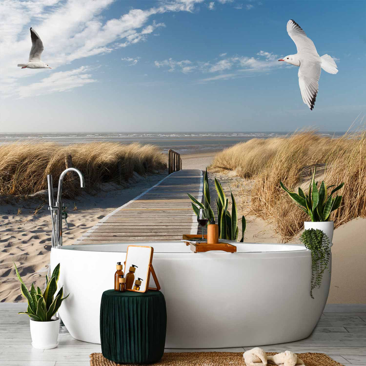 Wall Mural Summer landscape - landscape with birds on a background of calm sea and beach 143830 additionalImage 8