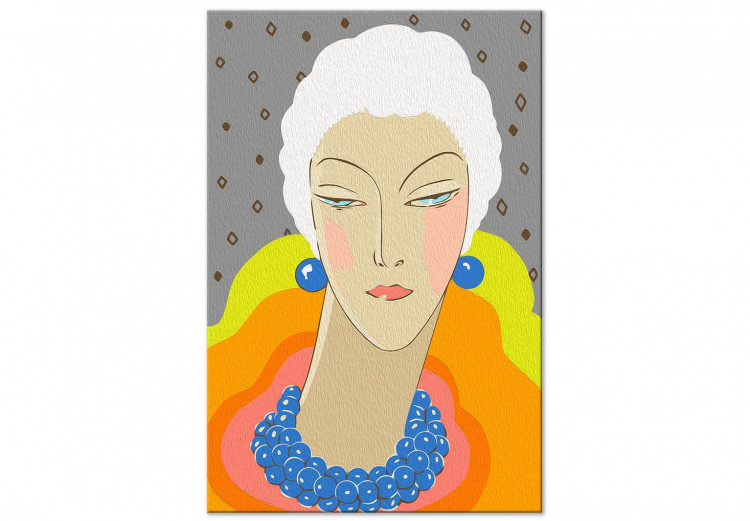 Paint by Number Kit Extravagant Woman - Portrait of an Elegant Person, White Hair, Colorful Collar 144130 additionalImage 3