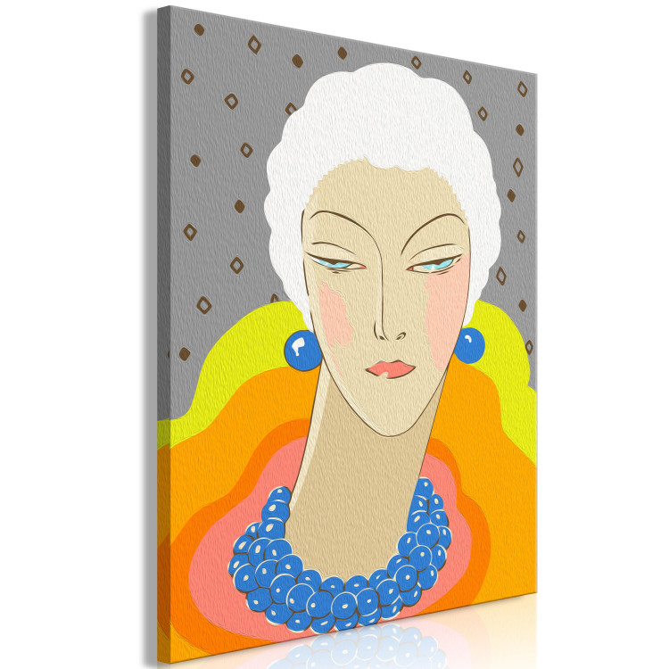 Paint by Number Kit Extravagant Woman - Portrait of an Elegant Person, White Hair, Colorful Collar 144130 additionalImage 6