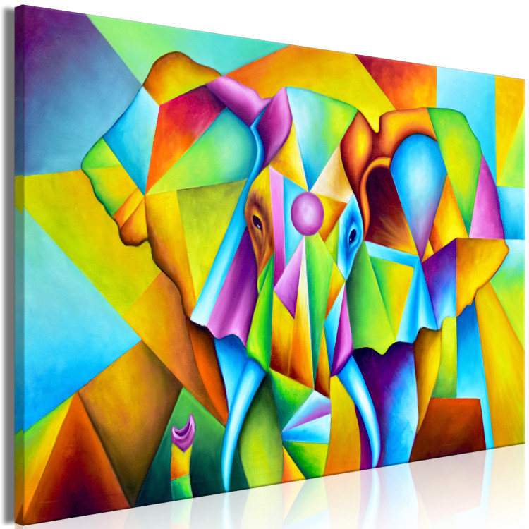 Canvas Art Print Circus Elephant (1-piece) - colorful abstraction with animal motif 144730 additionalImage 2