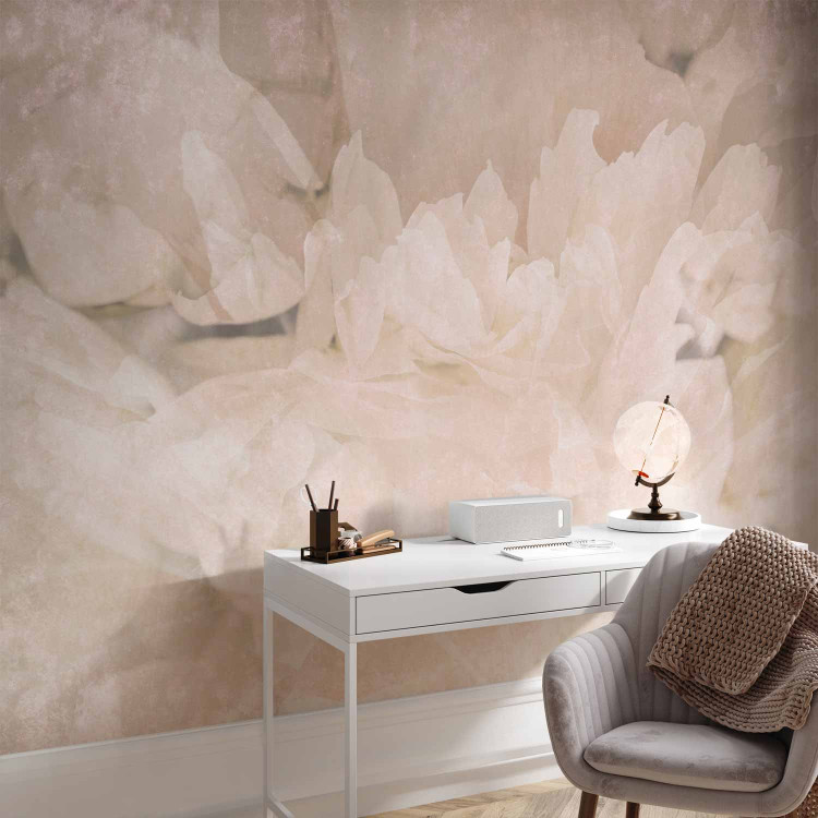 Photo Wallpaper Creamy Peony Petals - Delicate Flower Interior in Light Sepia 145330 additionalImage 4