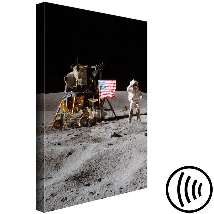 Canvas Print Moon Landing - Photo of an Astronaut, a Ship and a Flag in Space 146230 additionalImage 6