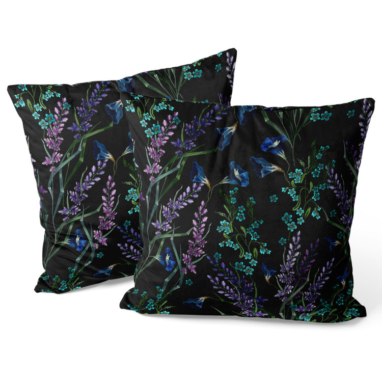 Decorative Velor Pillow Provencal night - fine floral motif on black background 147130 additionalImage 3