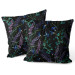 Decorative Velor Pillow Provencal night - fine floral motif on black background 147130 additionalThumb 3