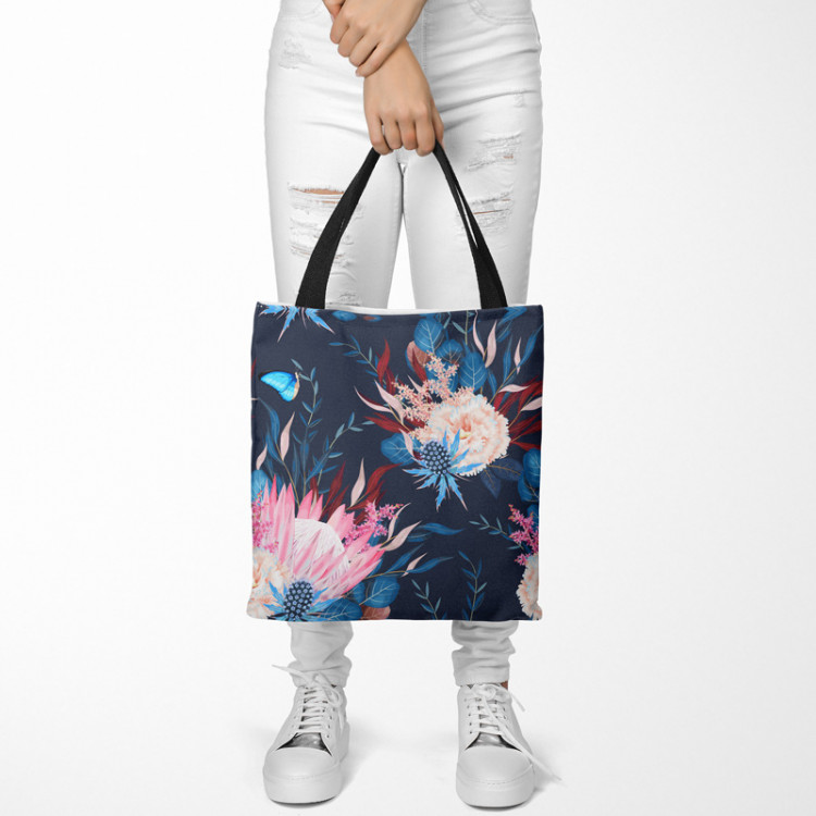 Shopping Bag Magical meadow - flowers and butterfly composition on dark background 147430 additionalImage 2