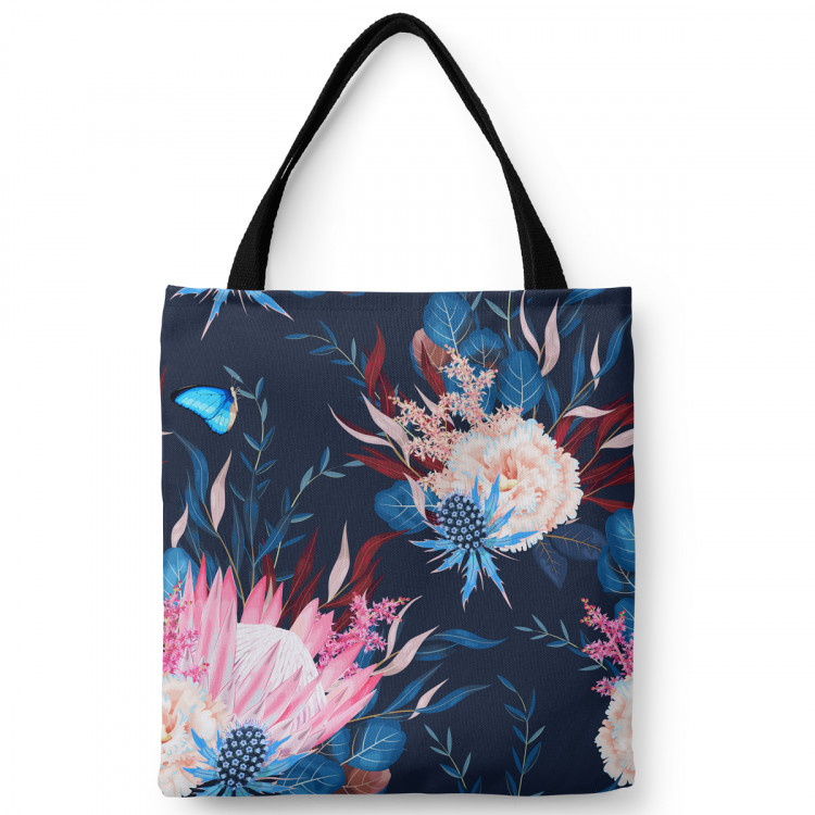 Shopping Bag Magical meadow - flowers and butterfly composition on dark background 147430