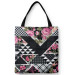 Shopping Bag Floral patchwork - geometric, black and white cutout with flowers 147530
