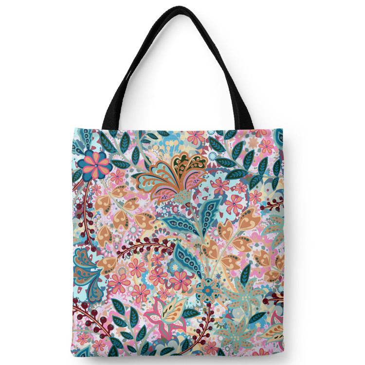Shopping Bag Paisley flowers - multicoloured floral composition in a graphic style 147630