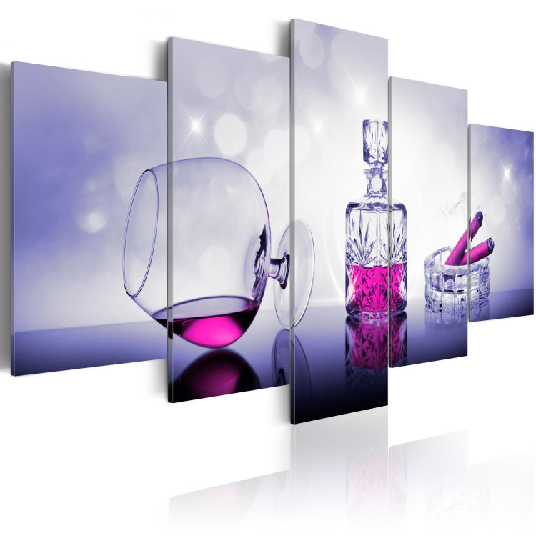 Canvas Art Print Purple Spirits (5-piece) - alcohol in a vintage decanter 149130 additionalImage 2