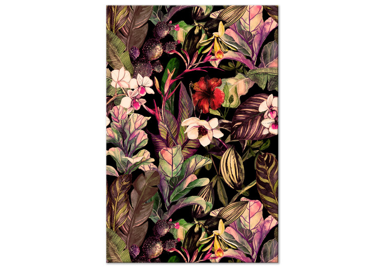 Canvas Art Print Exotic Plants - Motif of Flowers in the Jungle Painted With Watercolor 149830