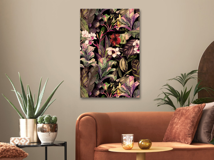 Canvas Art Print Exotic Plants - Motif of Flowers in the Jungle Painted With Watercolor 149830 additionalImage 3