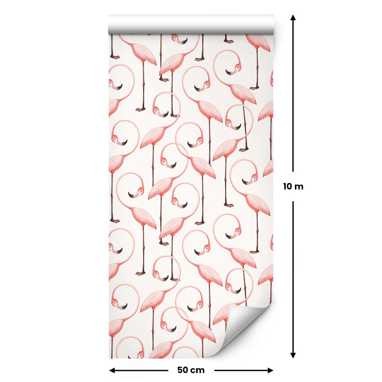 Wallpaper Pink Pattern - Rows of Pink Flamingos With Eyes Closed 150030 additionalImage 2