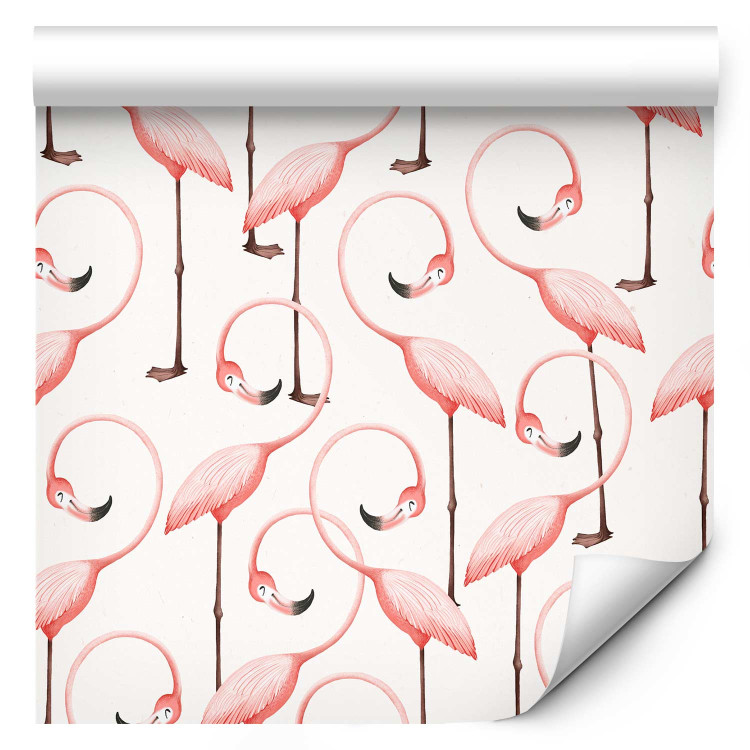 Wallpaper Pink Pattern - Rows of Pink Flamingos With Eyes Closed 150030 additionalImage 6