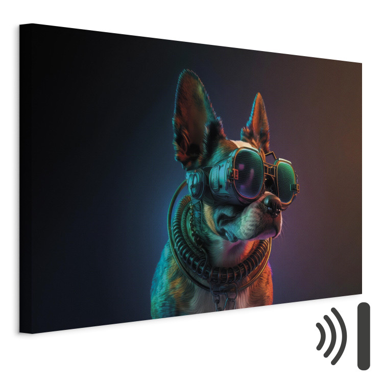 Canvas Print AI Boston Terrier Dog - Green Cyber Animal Wearing Cyberpunk Glasses - Horizontal 150230 additionalImage 8