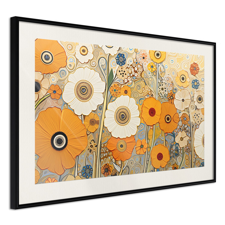 Wall Poster Orange Composition - Flowers in a Meadow in the Style of Klimt’s Paintings 151130 additionalImage 13