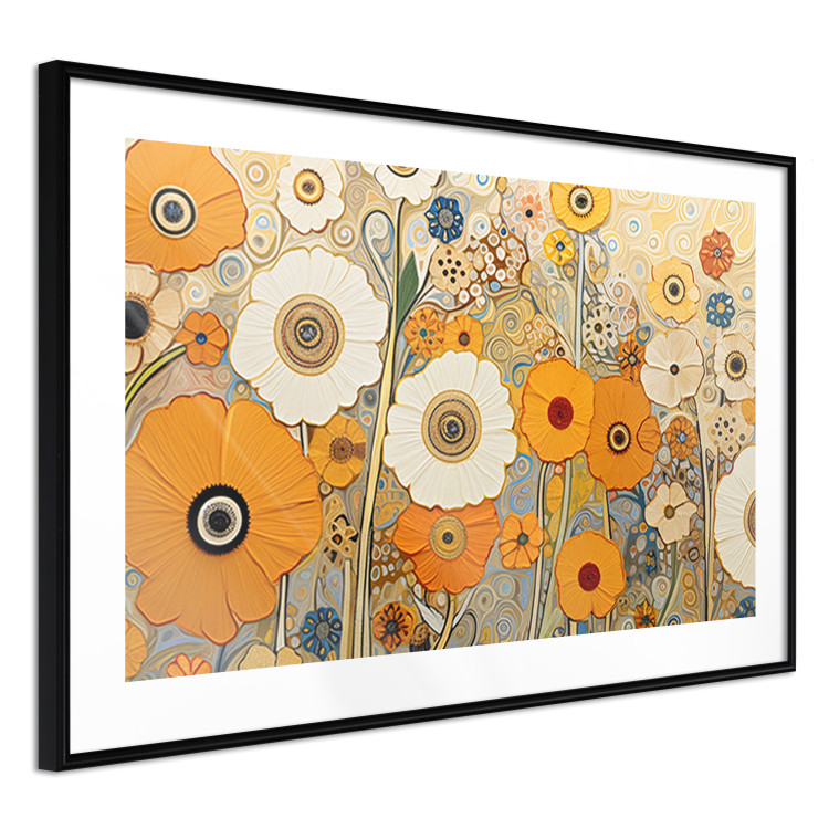 Wall Poster Orange Composition - Flowers in a Meadow in the Style of Klimt’s Paintings 151130 additionalImage 4