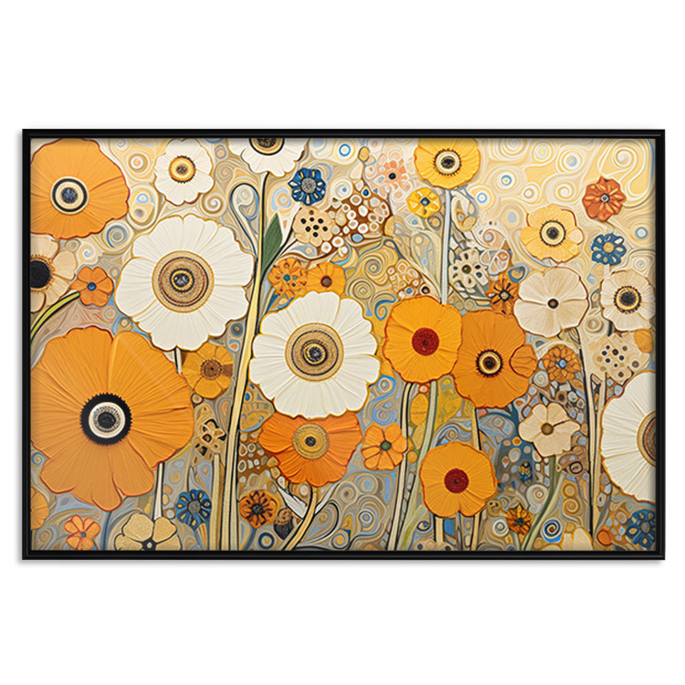 Wall Poster Orange Composition - Flowers in a Meadow in the Style of Klimt’s Paintings 151130 additionalImage 19