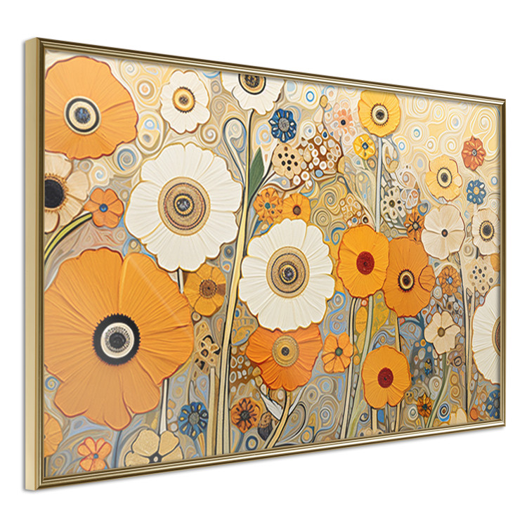 Wall Poster Orange Composition - Flowers in a Meadow in the Style of Klimt’s Paintings 151130 additionalImage 5