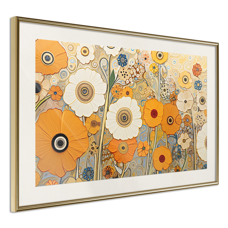 Wall Poster Orange Composition - Flowers in a Meadow in the Style of Klimt’s Paintings 151130 additionalImage 9