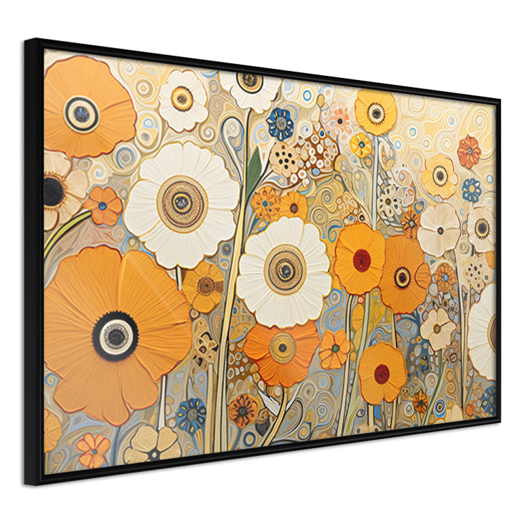 Wall Poster Orange Composition - Flowers in a Meadow in the Style of Klimt’s Paintings 151130 additionalImage 6