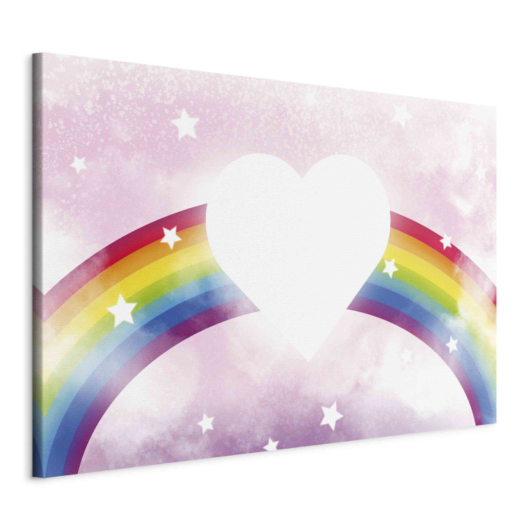 Canvas Art Print Shining Heart - Pink Composition for Girls on a Rainbow Background 151230 additionalImage 2