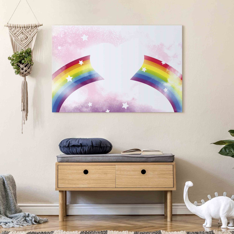 Canvas Art Print Shining Heart - Pink Composition for Girls on a Rainbow Background 151230 additionalImage 9