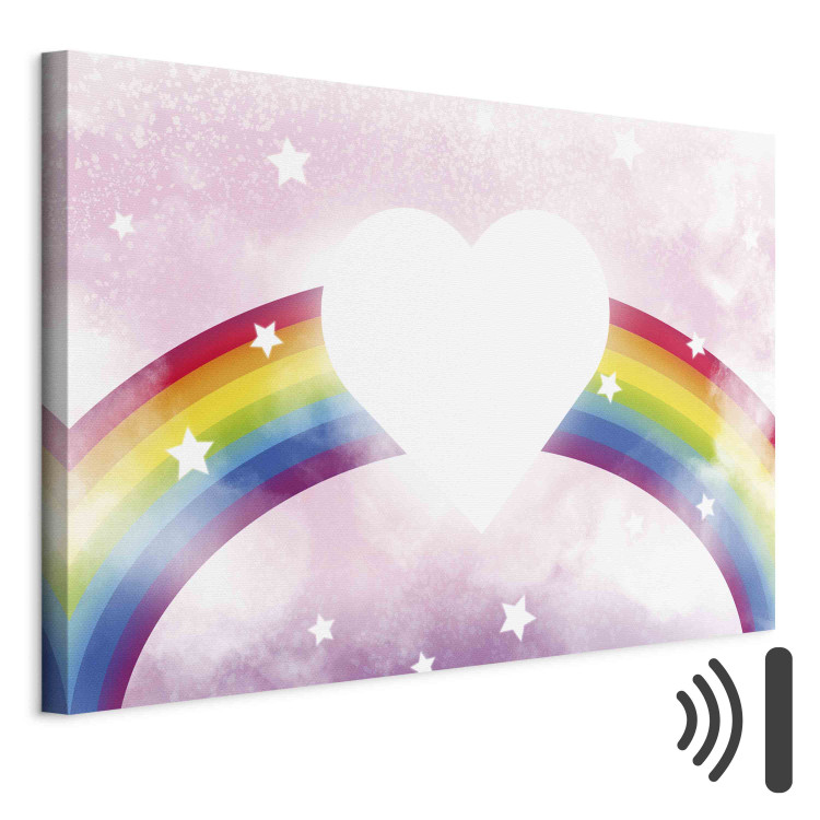 Canvas Art Print Shining Heart - Pink Composition for Girls on a Rainbow Background 151230 additionalImage 8