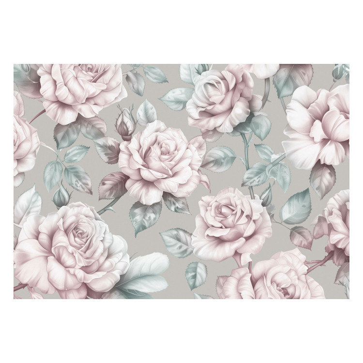 Wall Mural Large Rose Buds - Flowers in Delicate Gray-Pink Shades 159930 additionalImage 1